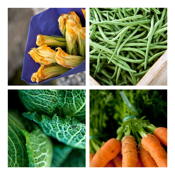 Grönsaker på ett marknadsstånd — Stockfoto