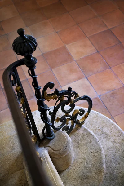 Stylish Upstairs Wrought Iron Handrail French Mansion — Stock Photo, Image
