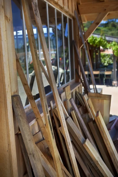 Verschillende Houten Planken Een Houtklas — Stockfoto