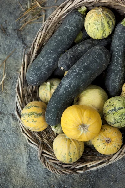 Courgettes dans un panier — Photo