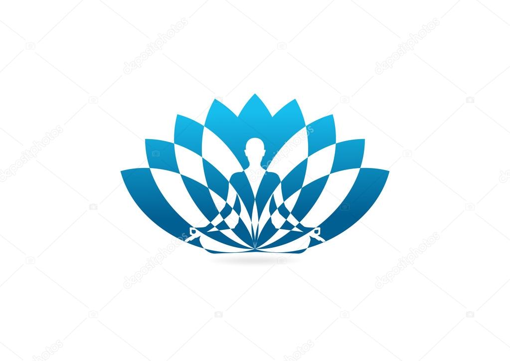 Lotus yoga vector logo  design template