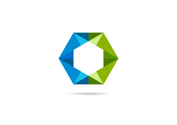 Diseño de símbolo de logotipo de negocio de equilibrio hexágono — Vector de stock