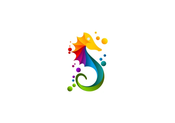 Logotipo do cavalo marinho, impressão do mar abstrato design de símbolo colorido — Vetor de Stock