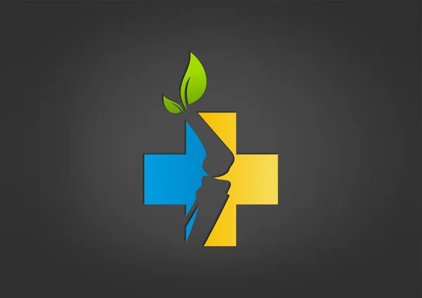 Doğal eczane kemik vektör logo tasarım şablonu çapraz