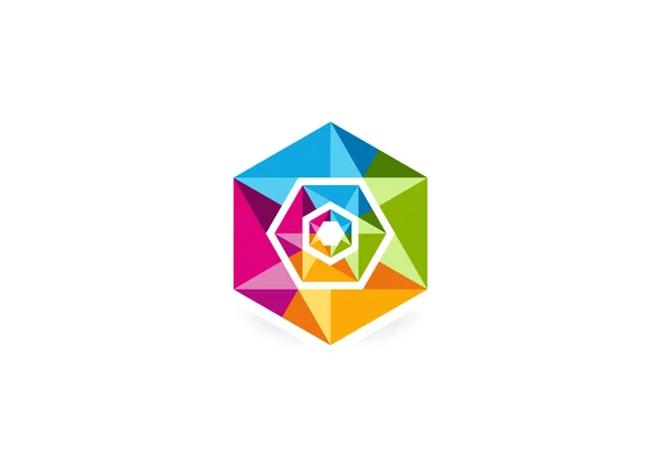 Logo cubo abstracto diamante cristal — Vector de stock