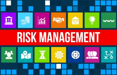 Risk yönetimi kavramı görüntü iş ikonları/simgeleri ve boşaltmak.