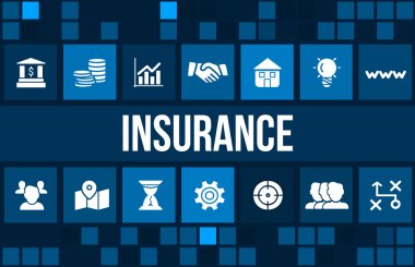Insurance concept image with business icons and copyspace. clipart