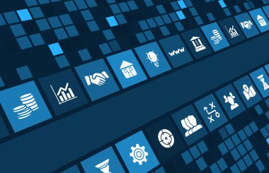 İşletme kavramı resmi iş ikonları/simgeleri ve boşaltmak.