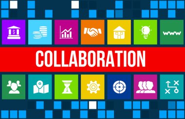 collaborationconcept görüntü iş ikonları/simgeleri ve boşaltmak.