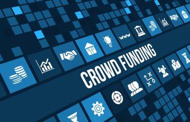 crowdfunding kavramı görüntüsüyle iş ikonları/simgeleri ve boşaltmak.