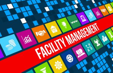 Facility management concept image with business icons and copyspace. clipart