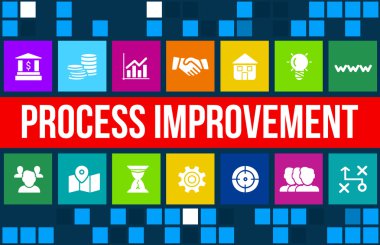 süreç iyileştirme kavramı görüntü iş ikonları/simgeleri ve boşaltmak.