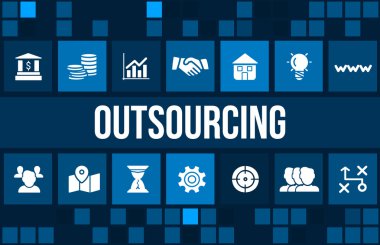 Outsourcing concept image with business icons and copyspace. clipart