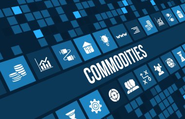Commodities concept image with business icons and copyspace. clipart