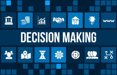 Karar verme kavramı görüntü iş ikonları/simgeleri ve boşaltmak.