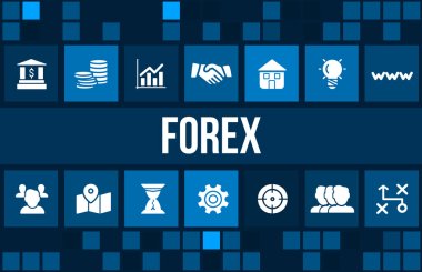 Forex concept image with business icons and copyspace. clipart