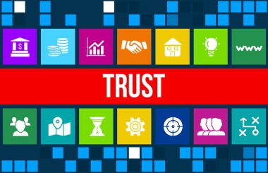 Kavram resim iş ikonları/simgeleri ve boşaltmak ile güven.