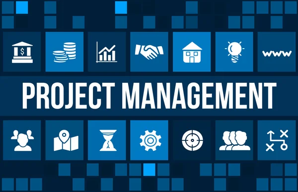 Immagine concettuale di Project Management con icone di business e copyspace . — Foto Stock