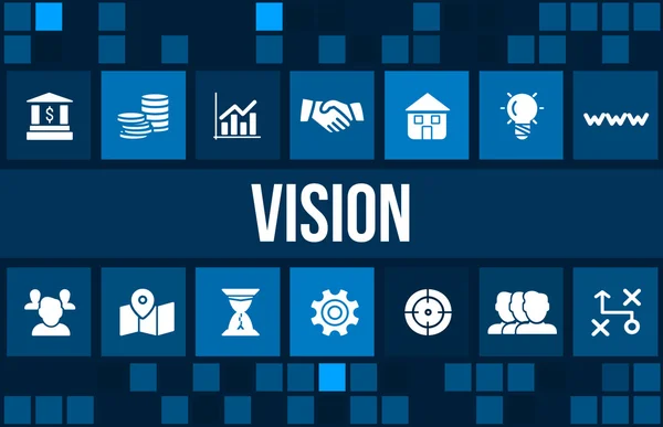 Vision-konceptet bild med business ikoner och copyspace. — Stockfoto