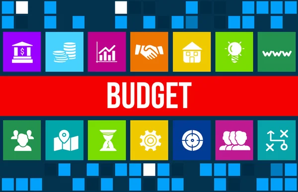 Budget-konceptet bild med business ikoner och copyspace. — Stockfoto