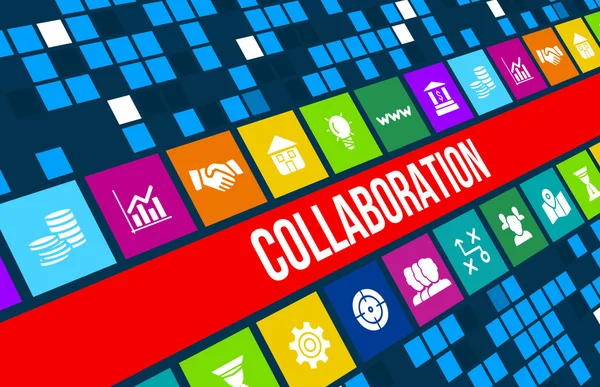 Collaborationconcept kép üzleti ikonok és copyspace. — Stock Fotó