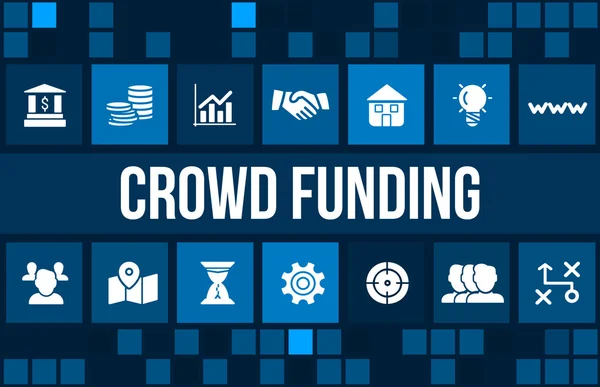 crowdfunding kavramı görüntüsüyle iş ikonları/simgeleri ve boşaltmak.