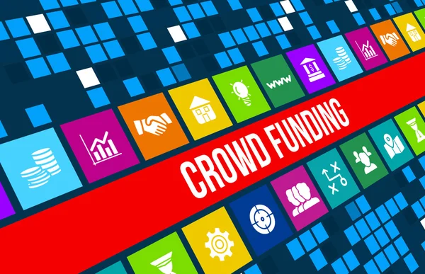 crowdfunding kavramı görüntüsüyle iş ikonları/simgeleri ve boşaltmak.