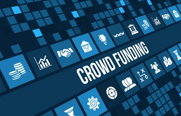 crowdfunding kavramı görüntüsüyle iş ikonları/simgeleri ve boşaltmak.