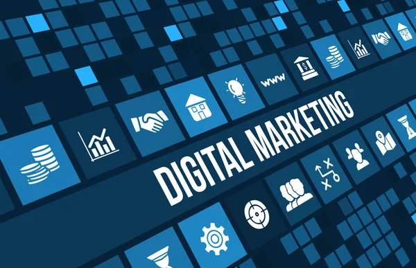 Immagine concettuale di Digital Marketing con icone di business e copyspace . — Foto Stock