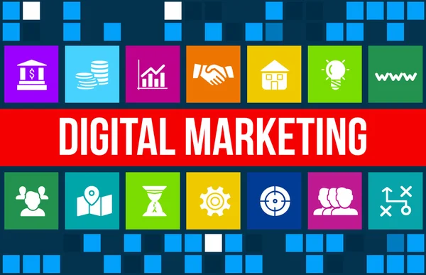 Immagine concettuale di Digital Marketing con icone di business e copyspace . — Foto Stock