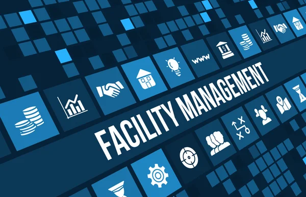 Immagine concettuale di Facility Management con icone di business e copyspace . — Foto Stock