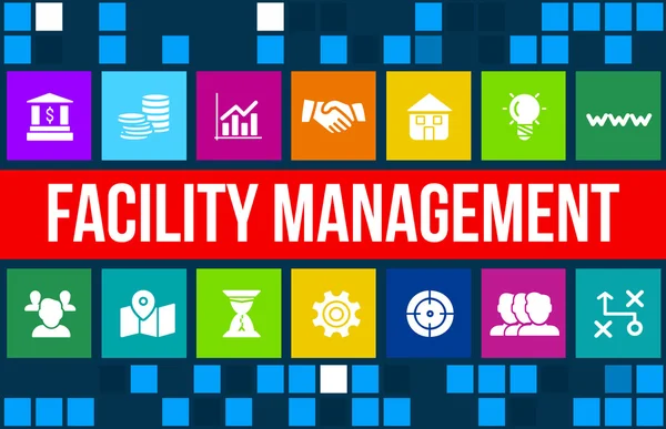 Facility Management Konzept Image mit Business Icons und Copyspace. — Stockfoto