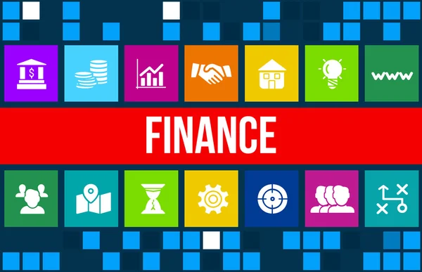 Finanzkonzept Image mit Business-Ikonen und Copyspace. — Stockfoto