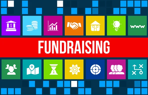 Fundraising-Konzept Image mit Business-Ikonen und Copyspace. — Stockfoto