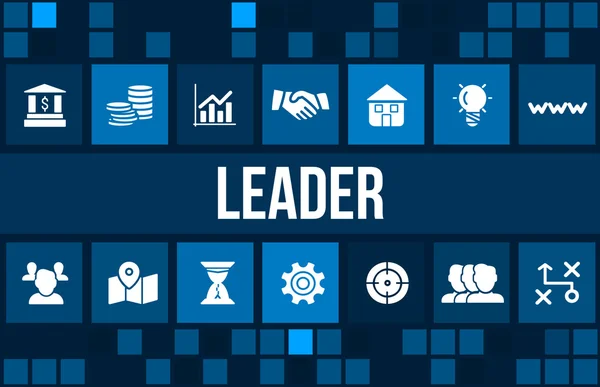 Leader concept image with business icons and copyspace. — Stock Photo, Image