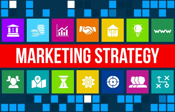 Strategia di Marketing immagine concettuale con icone di business e copyspace . — Foto Stock