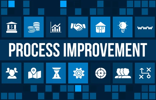 Process improvement concept image with business icons and copyspace. — Stock Photo, Image