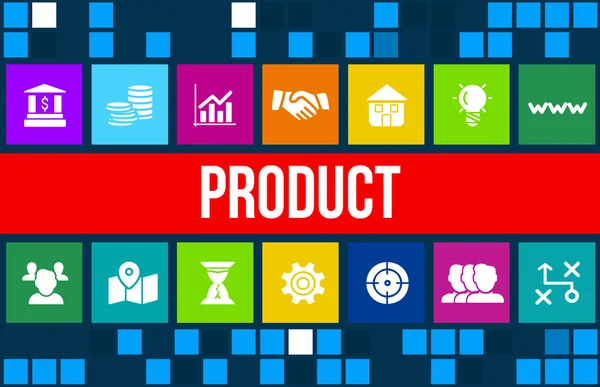 Produktkonzept Image mit Business-Icons und Copyspace. — Stockfoto