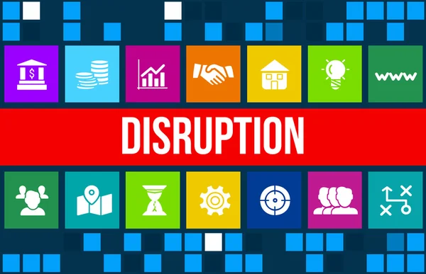 Disruption-Konzept Image mit Business-Ikonen und Copyspace. — Stockfoto
