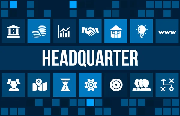 Headquarter concept image with business icons and copyspace. — Stock Photo, Image