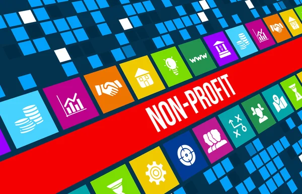 Non-profitorganisatie concept afbeelding met pictogrammen bedrijfs en copyspace. — Stockfoto