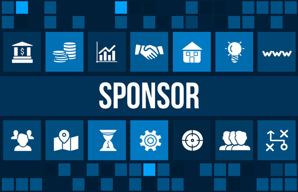 Sponsor  concept image with business icons and copyspace.