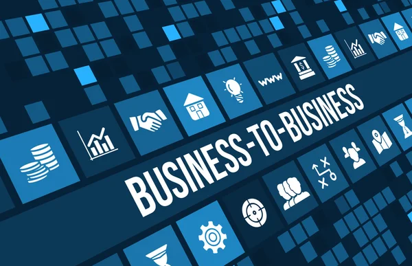 B2b (Business-to-business) kavramı görüntüsüyle iş ikonları/simgeleri ve boşaltmak.