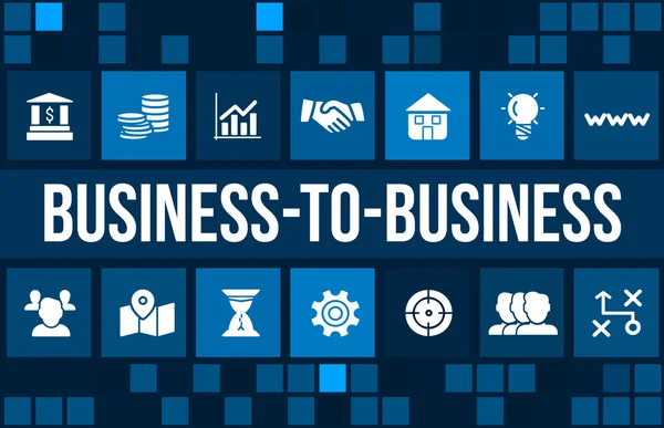 B2b (Business-to-business) kavramı görüntüsüyle iş ikonları/simgeleri ve boşaltmak.
