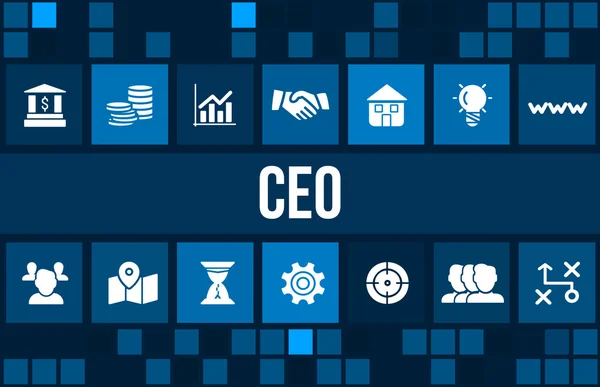 Imagen de concepto Ceo con iconos de negocio y copyspace . — Foto de Stock