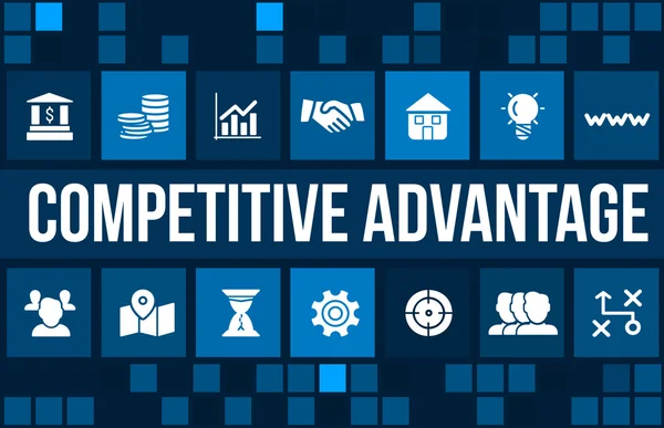 Competitive advantage concept image with business icons and copyspace. — Stock Photo, Image