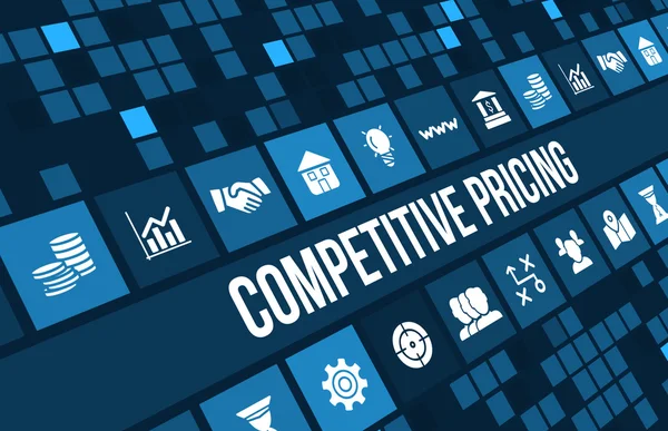 Competitive pricing concept image with business icons and copyspace. — Stock Photo, Image