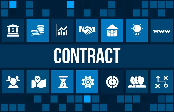 Contract concept afbeelding met pictogrammen bedrijfs en copyspace. — Stockfoto