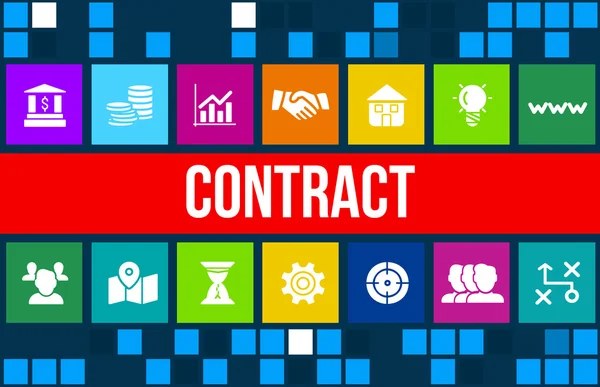 Contract concept afbeelding met pictogrammen bedrijfs en copyspace. — Stockfoto