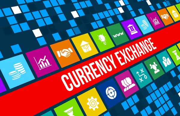 Currency exchange  concept image with business icons and copyspace. — Stock Photo, Image